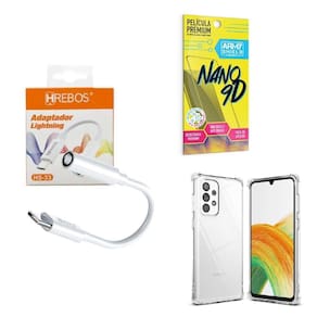 Capinha Samsung A33 + Adaptador P2 Para Tipo C + Película 9D