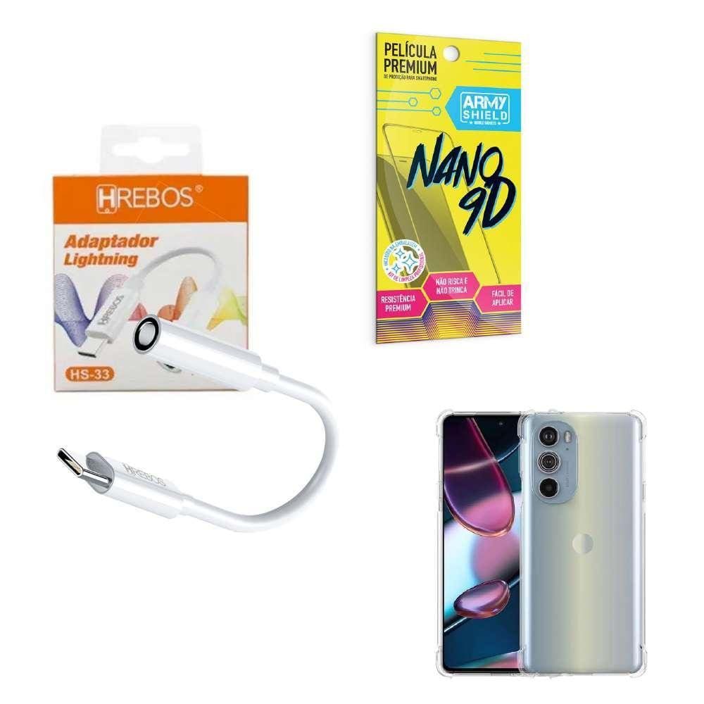Capinha Moto Edge30Pro + Adaptador P2 P Tipo C + Película 9D