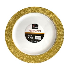 Prato Plástico 26Cm 12 Pçs Redondo Jantar De Natal Ano Novo