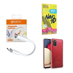 Capinha Samsung A03S + Adaptador P2 P Tipo C + Película 9D