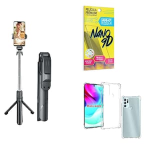 Kit Tripé De Selfie + Capinha Motorola G60 S + Película 9D