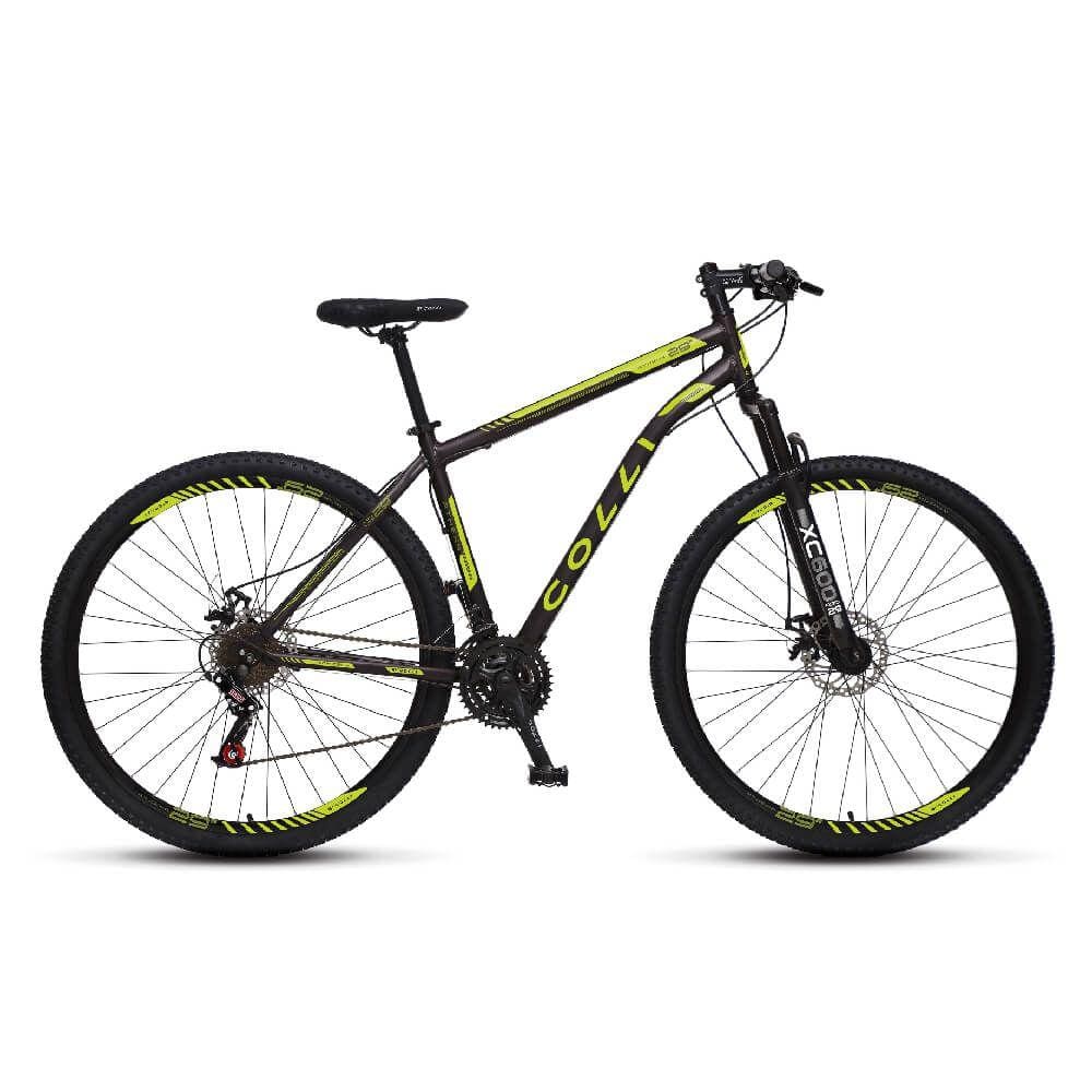 Bicicleta Aro 29 Colli Athena Shimano com 21 Marchas Preto/Amarelo Neon