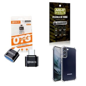 Kit Usb Para Tipo C + Capinha Samsung S22 + Película 3D