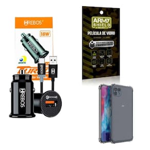 Kit Carregador Veicular + Capa Motorola G50 5G + Película 3D