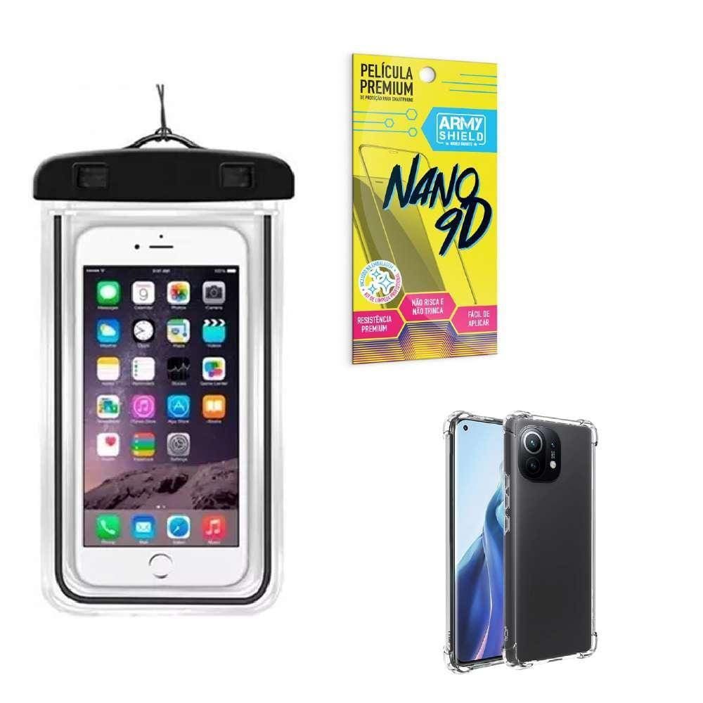 Capinha Mi 11 + Capa A Prova Dágua + Película Nano 9D