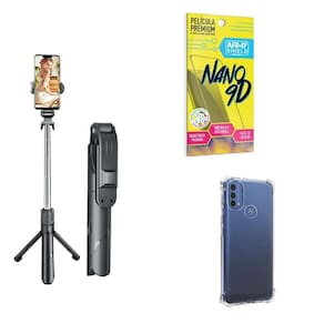 Kit Tripé De Selfie + Capinha Motorola E40 + Película 9D