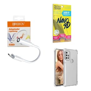 Capinha Motorola G10 + Adaptador P2 P Tipo C + Película 9D