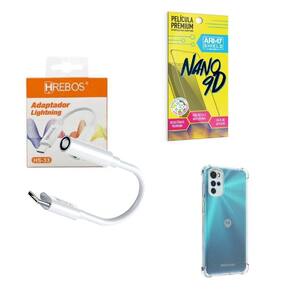 Capinha Motorola G22 + Adaptador P2 P Tipo C + Película 9D