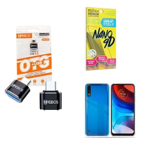 Kit Usb Para Tipo C + Capa Motorola E7 Power + Película 9D