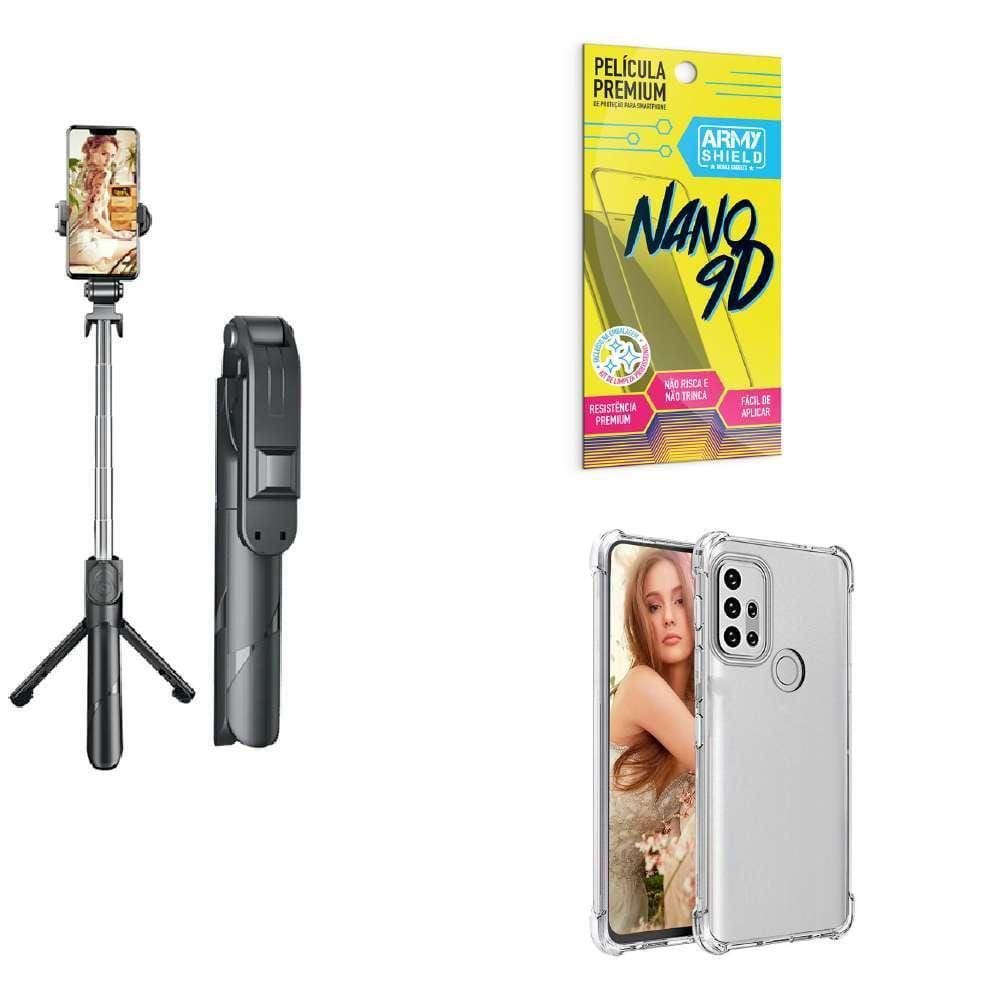 Kit Tripé De Selfie + Capinha Motorola G10 + Película 9D