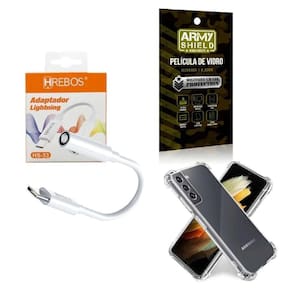 Capinha Samsung S21 + Adaptador P2 Para Tipo C + Película 3D