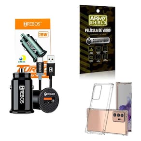Kit Carregador Veicular + Capinha Note20 Ultra + Película 3D