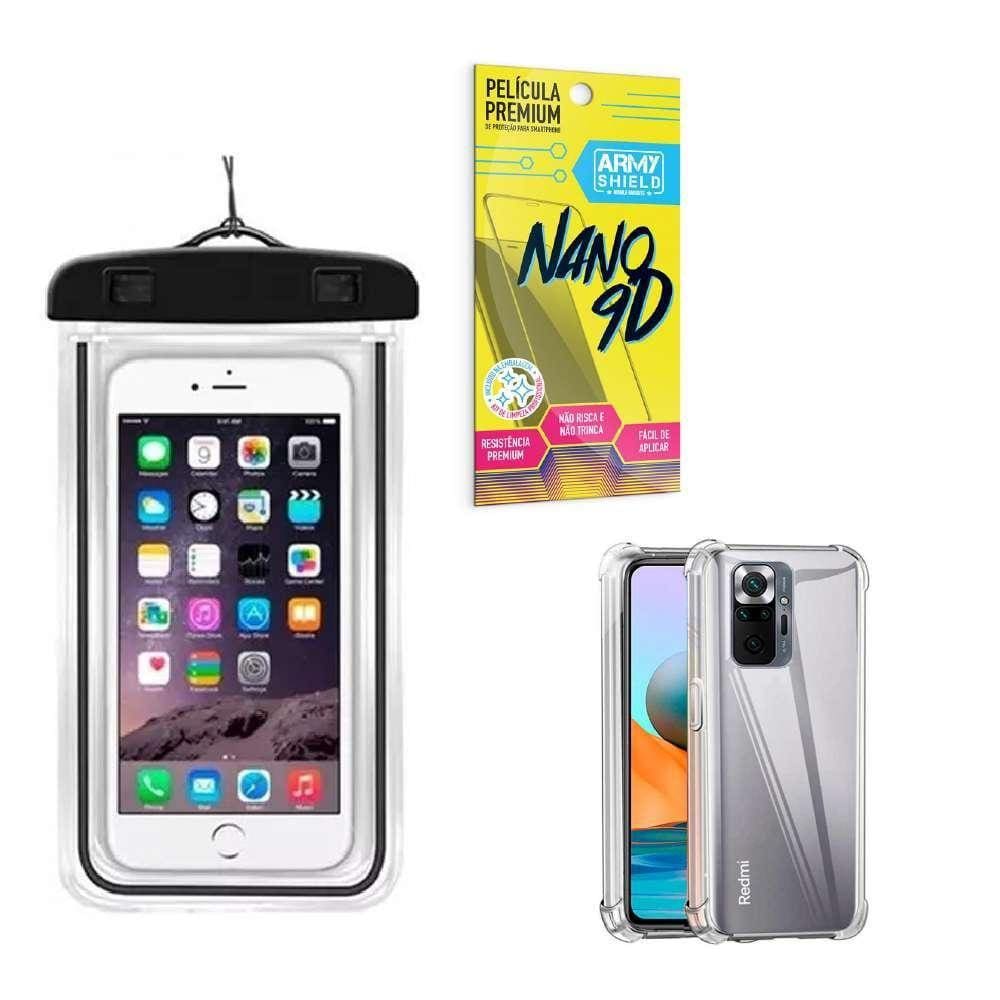 Capinha Mi Note 10 + Capa A Prova Dágua + Película Nano 9D