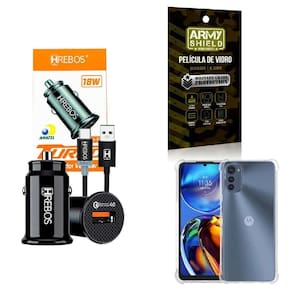 Kit Carregador Veicular + Capinha Motorola E32 + Película 3D