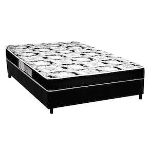 Cama Box Casal + Colchão de Espuma D23 Pró Black 138x188x49 - Luckspuma