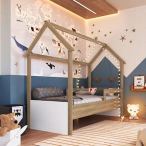 Cama Infantil Montessoriana 1 Colchão Aveiro Oak/Branco