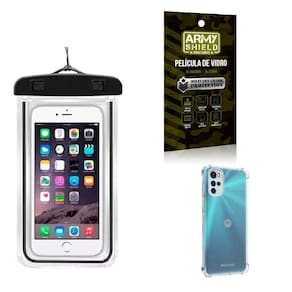 Capa A Prova D`Água Moto G22 + Capa Anti Shock + Película 3D