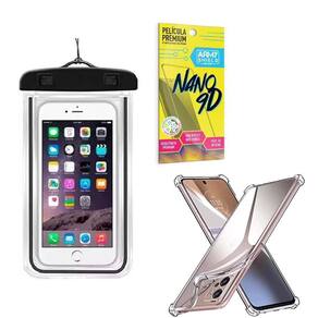 Capinha Moto E22 + Capa A Prova Dágua + Película Nano 9D