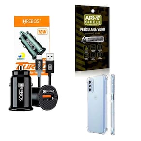 Kit Carregador Veicular + Capinha Motorola G41 + Película 3D