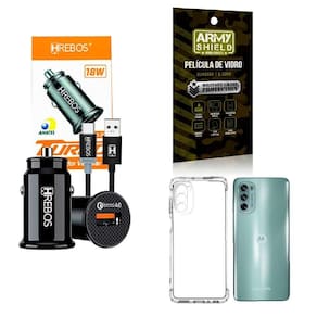 Kit Carregador Veicular + Capinha Motorola G62 + Película 3D