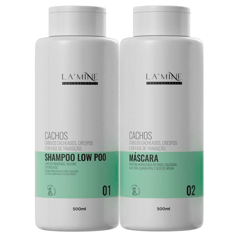 Kit Shampoo + Máscara Cachos Cabelos Cacheados Lamine 500ml