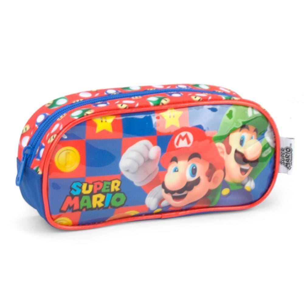 Estojo Escolar Super Mario Bros Vermelho - Luxcel