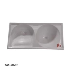Tanque Duplo de Fibra 100 x 50cm Branco Granitado - FortMármore