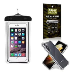 Kit Capa A Prova D`Água S21 + Capa Anti Shock + Película 3D