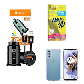 Kit Carregador Veicular + Capinha Motorola G31 + Película 9D