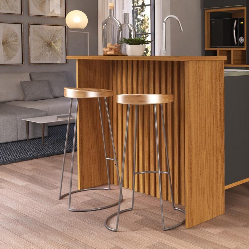 Bancada Ripada para Cozinha 128cm Cairo Fidelitá Freijó