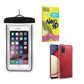 Capinha Samsung A03 S + Capa Prova Dágua + Película Nano 9D