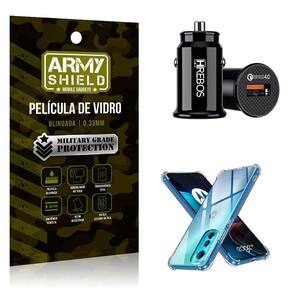 Carregador Veicular Turbo Com Capinha Edge 30 E Película 3D