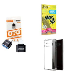 Kit Usb Para Tipo C + Capinha Samsung S10 + Película 9D