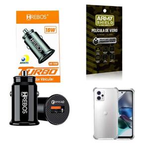 Capinha Moto G23 + Carregador Veicular Turbo + Película 3D