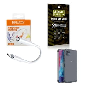 Capa Motorola G505G + Adaptador P2 Para Tipo C + Película 3D