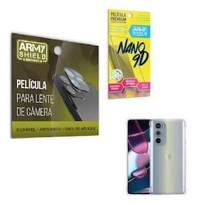 Película De Câmera E Tela Moto Edge 30 Pro + Capa Anti Shock