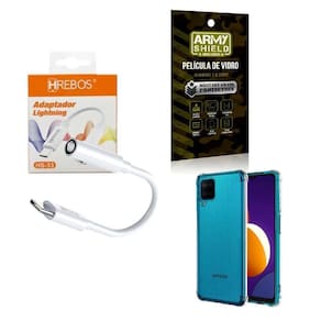 Capinha Samsung M12 + Adaptador P2 Para Tipo C + Película 3D