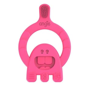Dental Baby Mordedor Com Cerdas Escova Massagem Angie Rosa