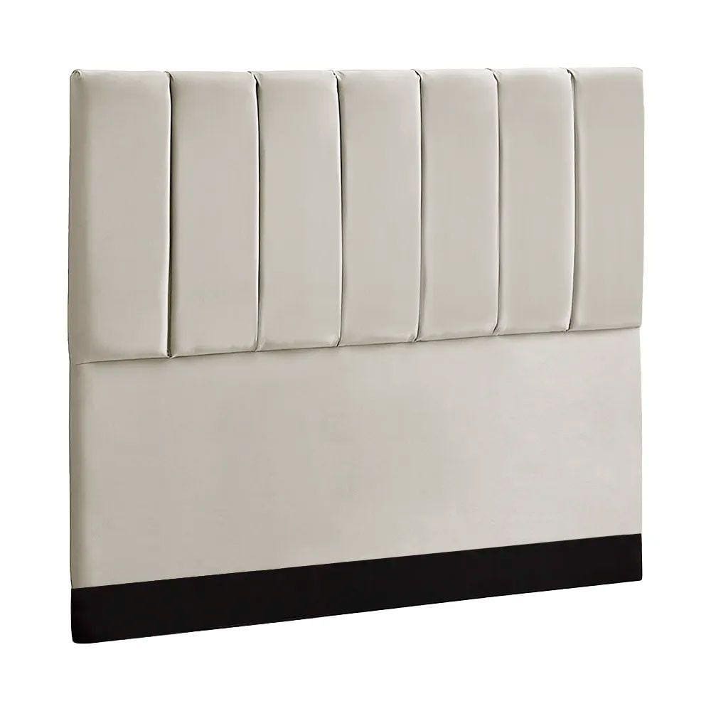Cabeceira Estofada Liza 140 cm Casal Veludo Bege Marfim Speciale Home