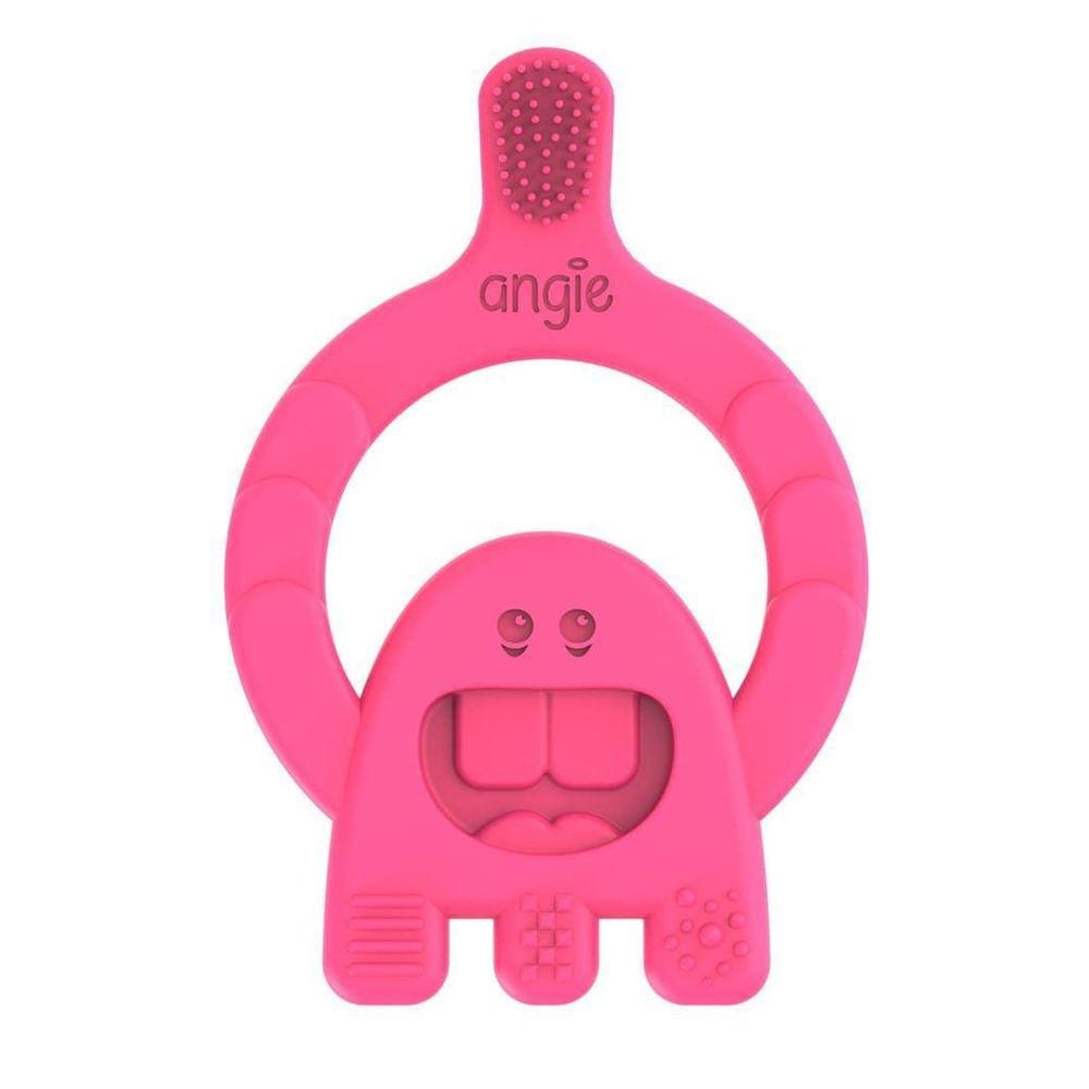 Dental Baby Mordedor Com Cerdas Escova Massagem Angie Rosa