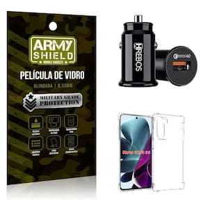 Carregador Veicular Turb Com Capinha Moto G200 E Película 3D