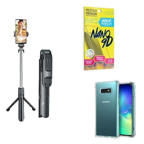 Kit Tripé De Selfie + Capinha Samsung S10E + Película 9D