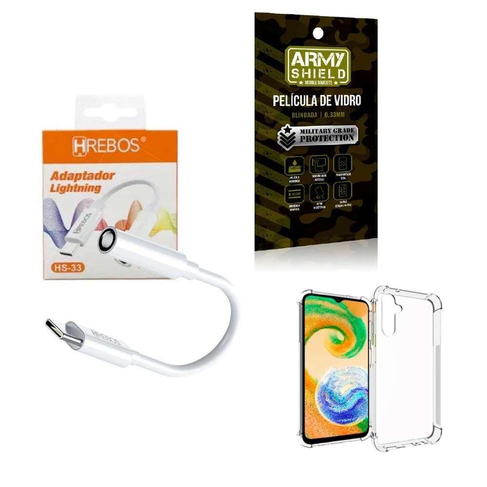 Capinha Samsung A14 + Adaptador P2 Para Tipo C + Película 3D