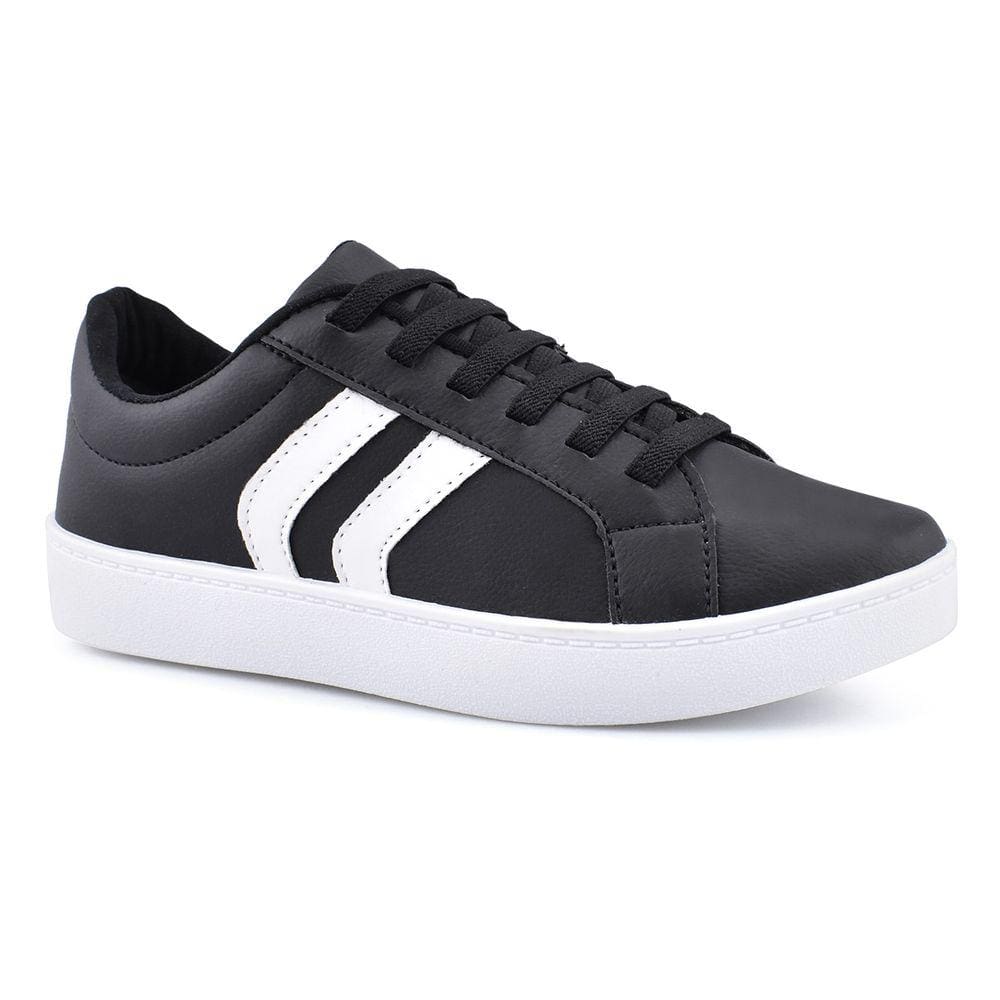 Tenis Slip On Preto Godiva Tiras Branco 333937