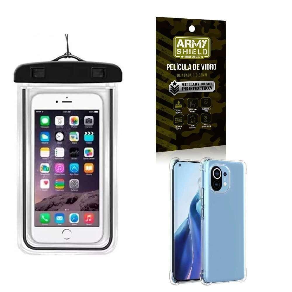 Capa Prova D`Água Mi 11 Lite + Capa Anti Shock + Película 3D