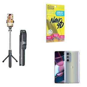 Tripé De Selfie + Capinha Motorola Edge30 Pro + Película 9D
