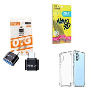 Kit Usb Para Tipo C + Capinha Samsung A32 4G + Película 9D