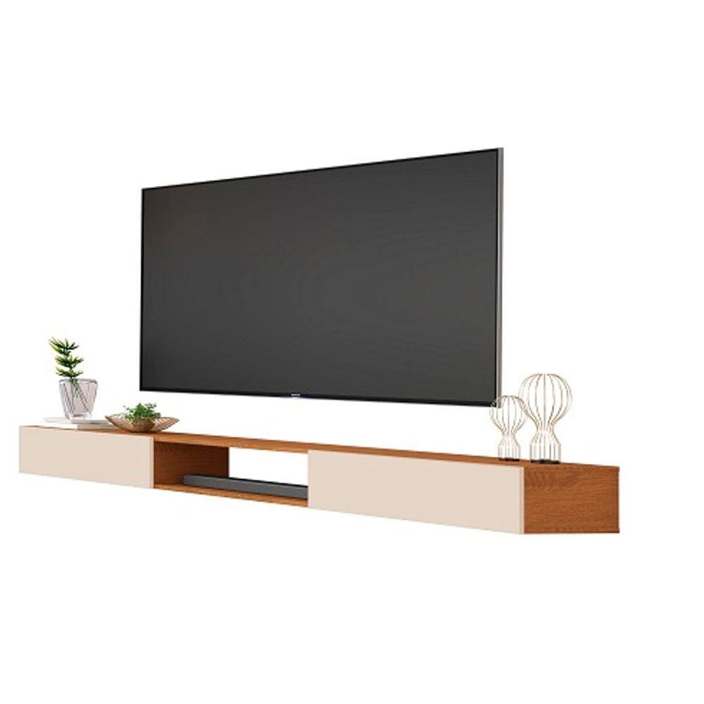 Rack Suspenso Para TV até 72 Polegadas Nicho 1.8 Nature/Off White – Giga Móveis