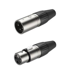 Conector Roxtone Xlr Macho+Femea Rx3fp-Nt + Rx3mp-Nt Niquelado Xp3fm