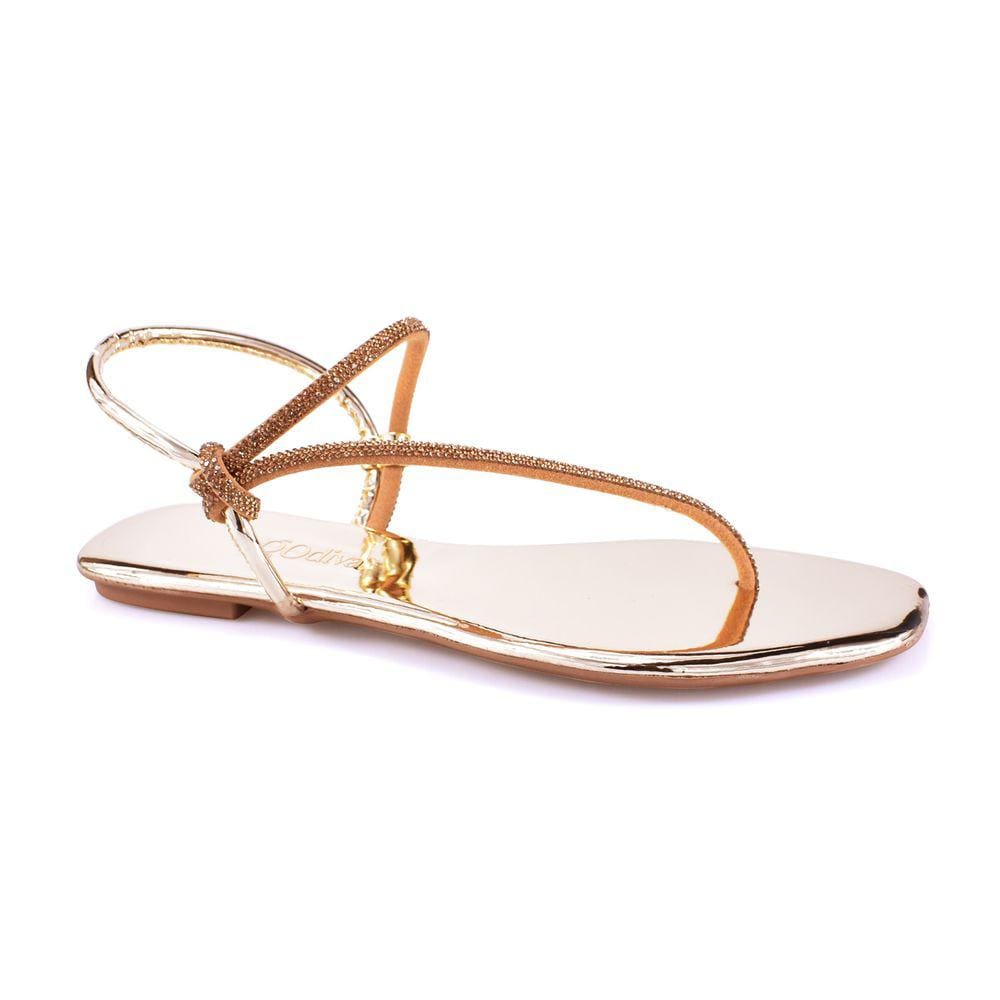 Sandalia Rasteira Clarisse Ouro Light Godiva 335968